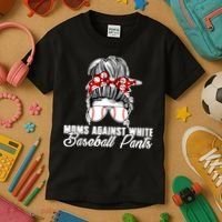 Moms Against White Baseball Pants Kids T-Shirt thumb 3