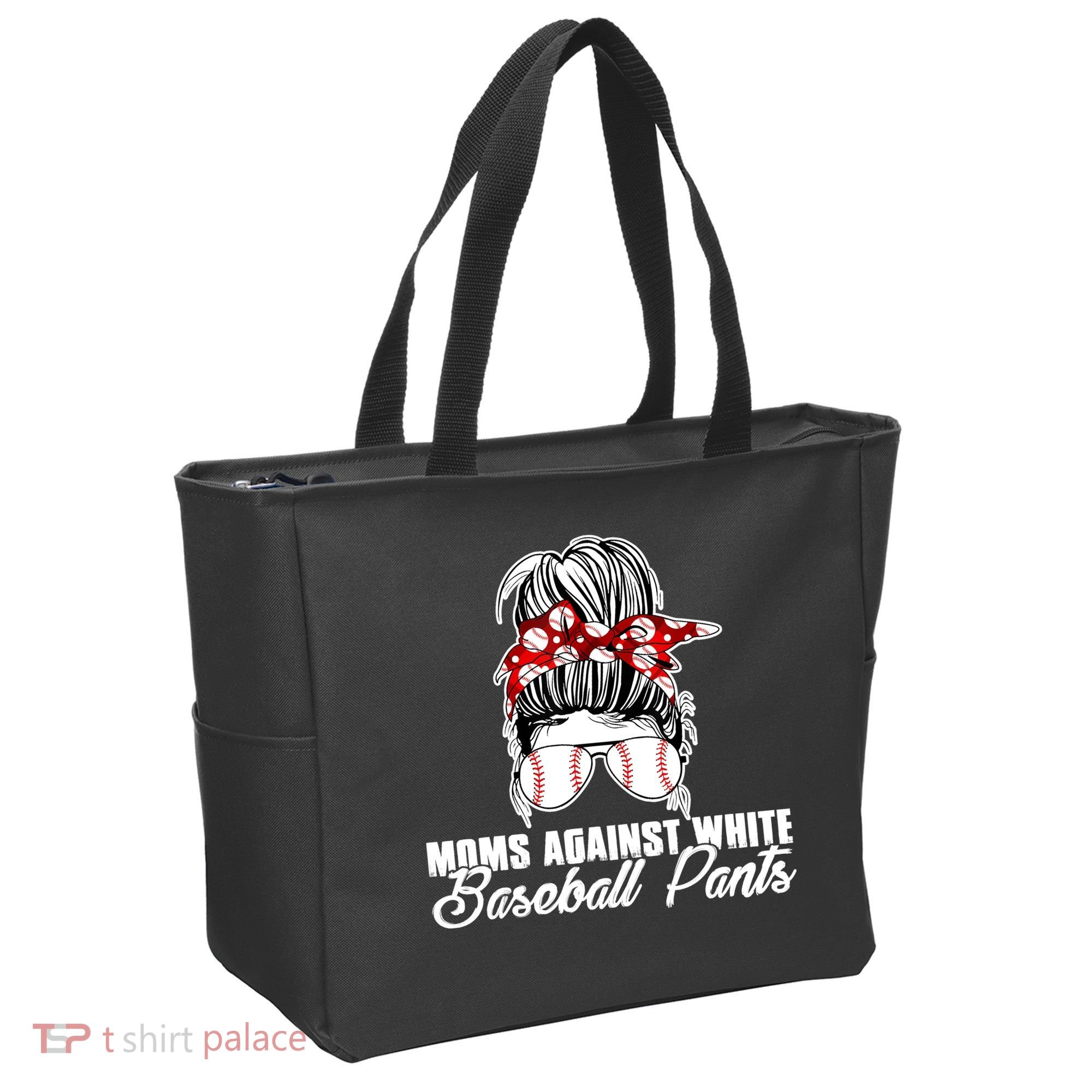 Moms Against White Baseball Pants Tote Bag