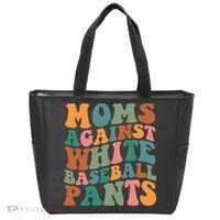 Moms Against White Baseball Pants Funny Baseball Mom Tote Bag thumb 0