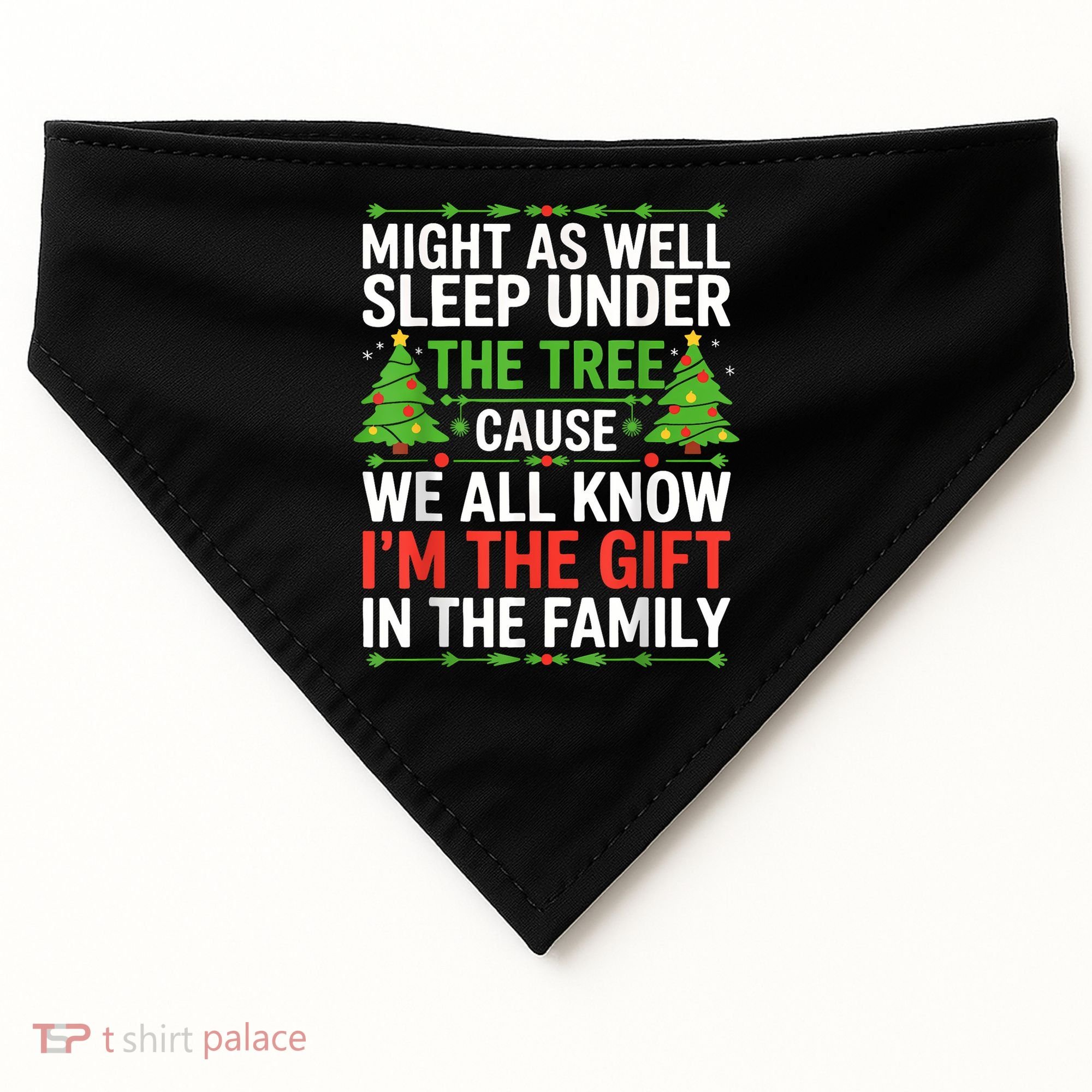 Might As Well Sleep Under The Tree Christmas Pajamas USA-Made Doggie Bandana