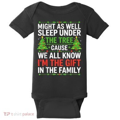 Might As Well Sleep Under The Tree Christmas Pajamas Baby Bodysuit