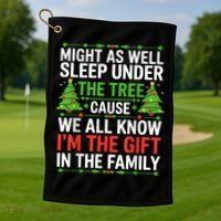 Might As Well Sleep Under The Tree Christmas Pajamas Golf Towel thumb 1