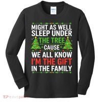 Might As Well Sleep Under The Tree Christmas Pajamas Kids Long Sleeve Shirt thumb 0