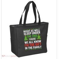 Might As Well Sleep Under The Tree Christmas Pajamas Tote Bag thumb 2