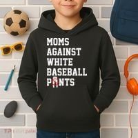 MOMS AGAINST WHITE BASEBALL PANTS Kids Hoodie thumb 2