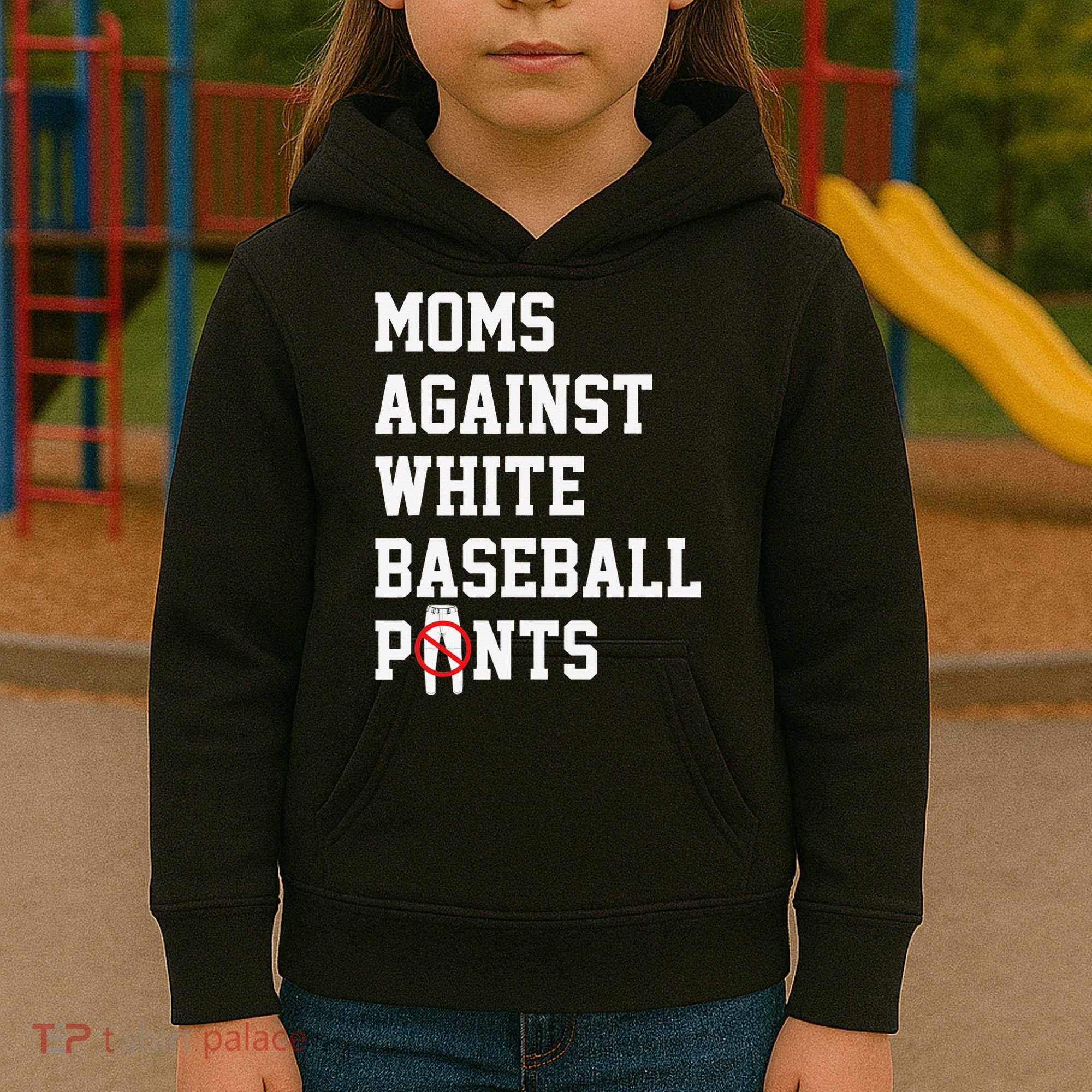 MOMS AGAINST WHITE BASEBALL PANTS Kids Hoodie