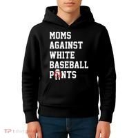 MOMS AGAINST WHITE BASEBALL PANTS Kids Hoodie thumb 4