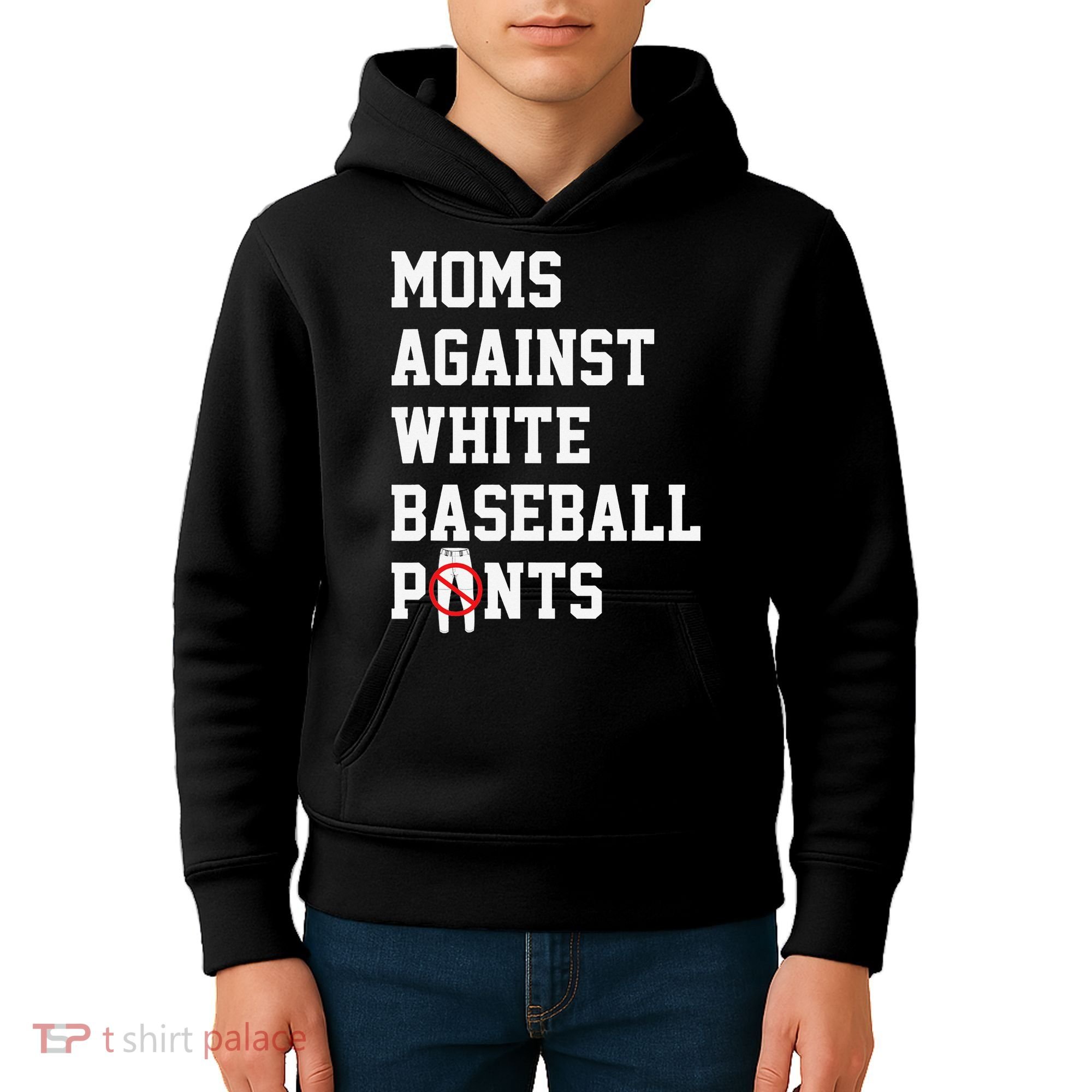 MOMS AGAINST WHITE BASEBALL PANTS Kids Hoodie