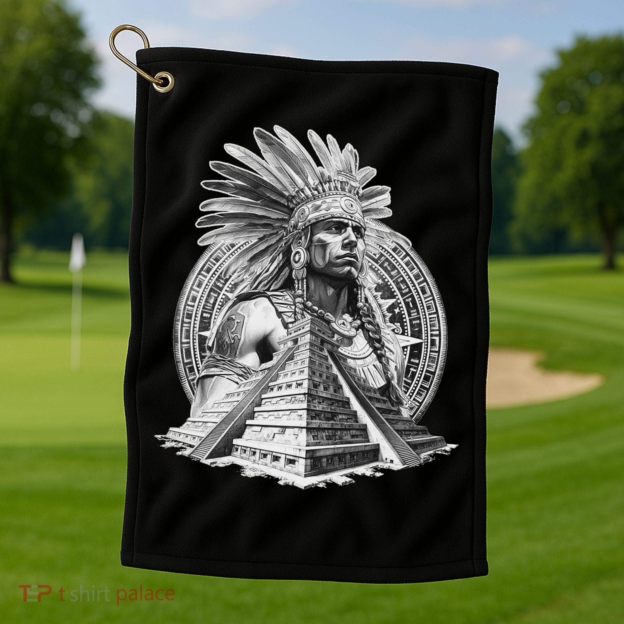 Mexican Aztec Warrior Calendar Mexico Mayan Maya Azteca Golf Towel