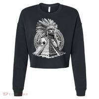 Mexican Aztec Warrior Calendar Mexico Mayan Maya Azteca Cropped Pullover Crew thumb 0