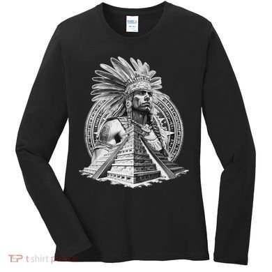 Mexican Aztec Warrior Calendar Mexico Mayan Maya Azteca Women's Long Sleeve Shirt
