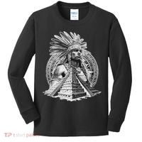 Mexican Aztec Warrior Calendar Mexico Mayan Maya Azteca Kids Long Sleeve Shirt thumb 0