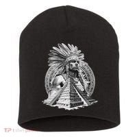 Mexican Aztec Warrior Calendar Mexico Mayan Maya Azteca Short Acrylic Beanie thumb 0