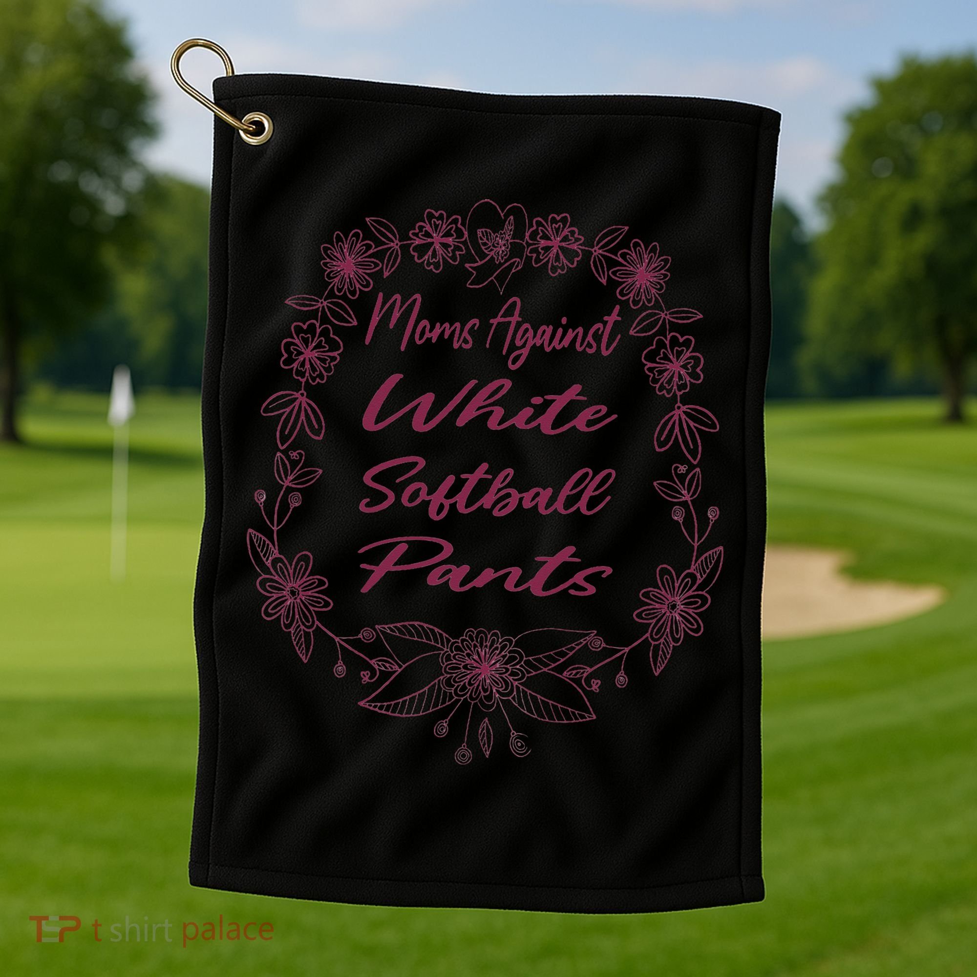 Moms Against White Baseball Pants Funny Baseball Season Mom Golf Towel