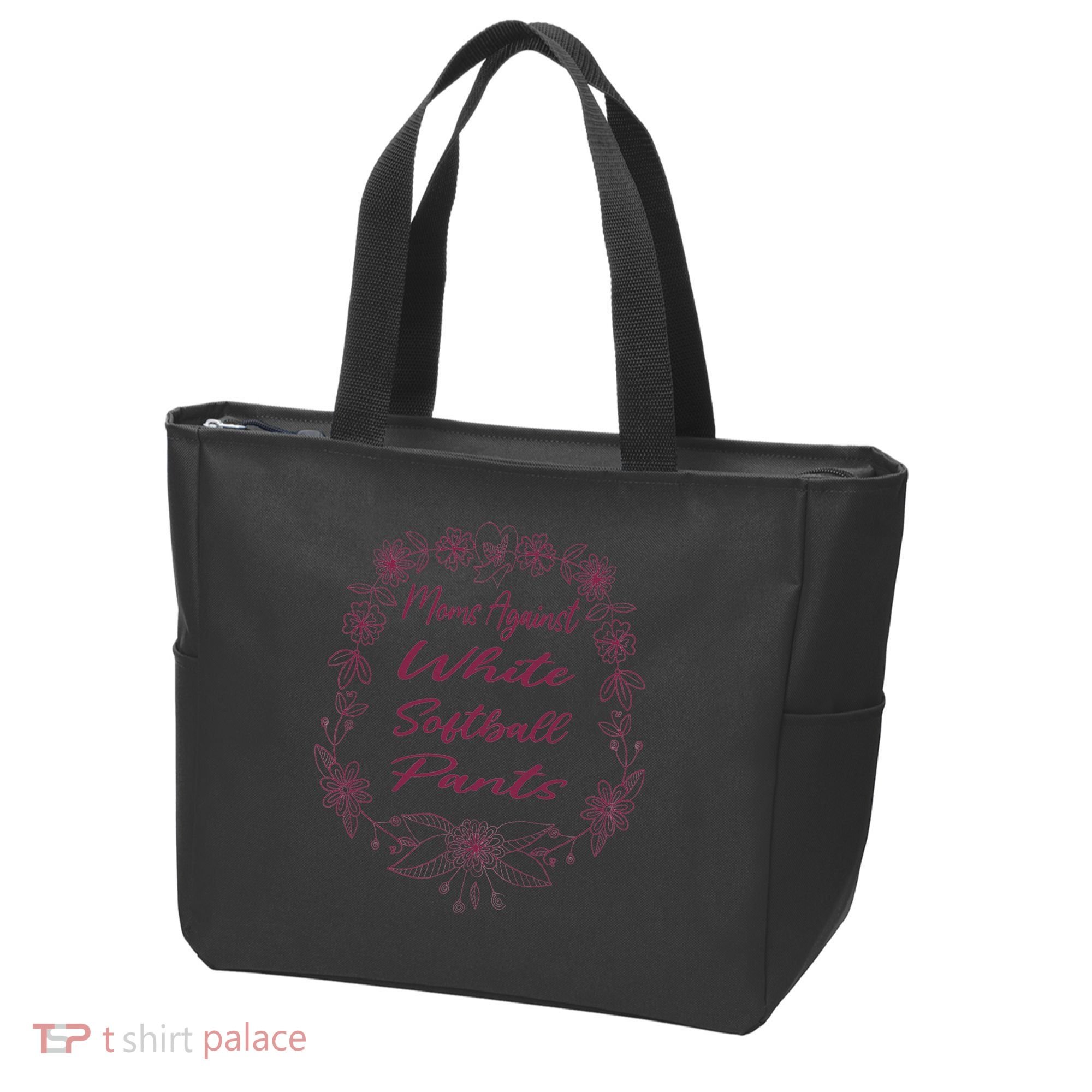 Moms Against White Baseball Pants Funny Baseball Season Mom Tote Bag