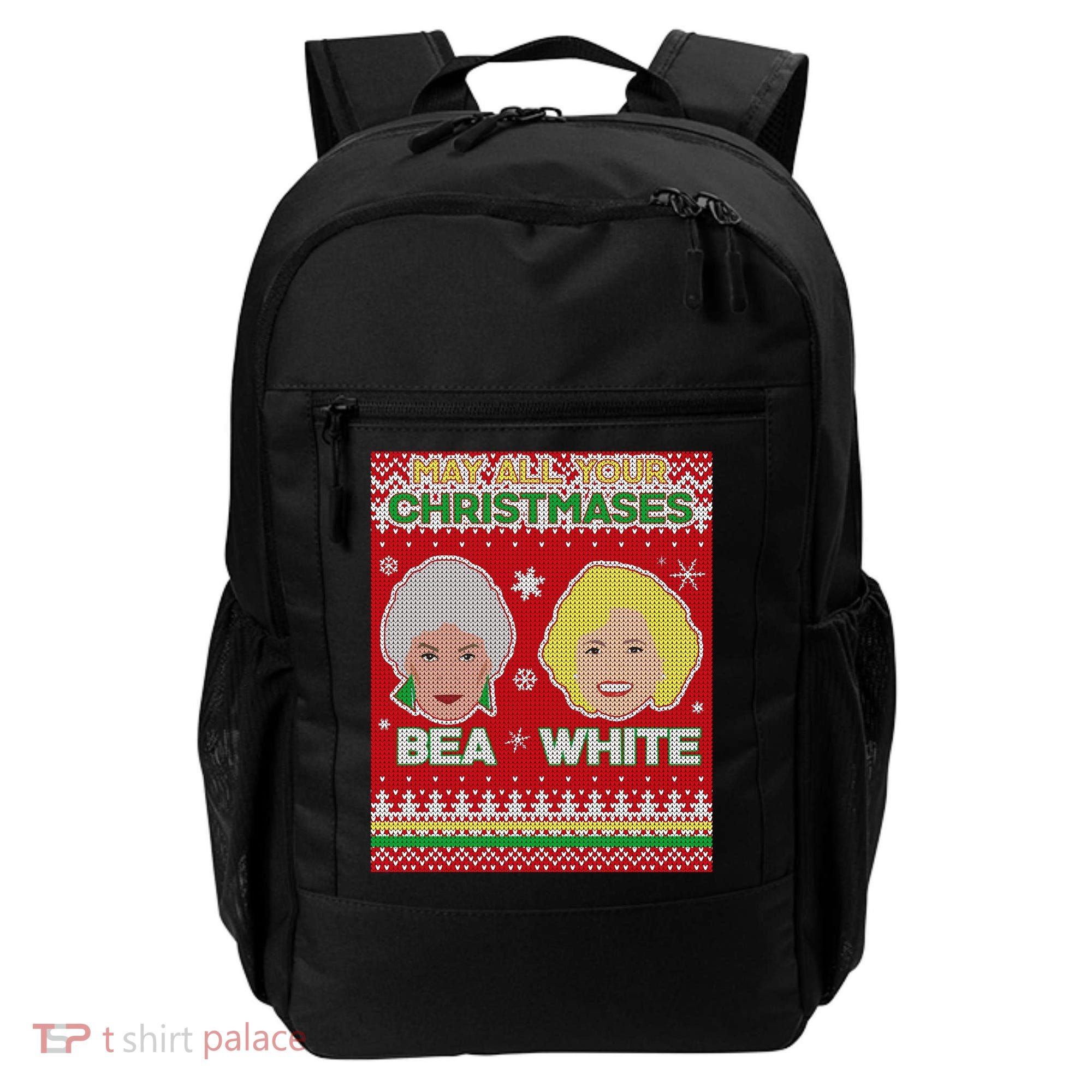 May All Your Christmases Bea White Ugly Christmas Backpack