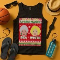 May All Your Christmases Bea White Ugly Christmas Tank Top thumb 4