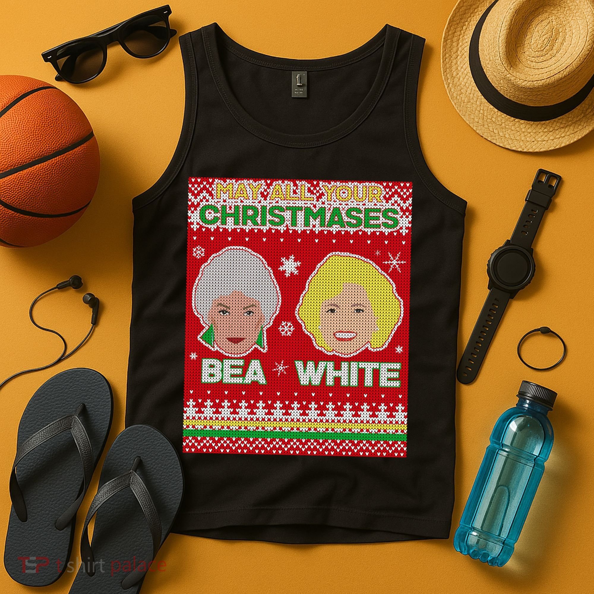 May All Your Christmases Bea White Ugly Christmas Tank Top