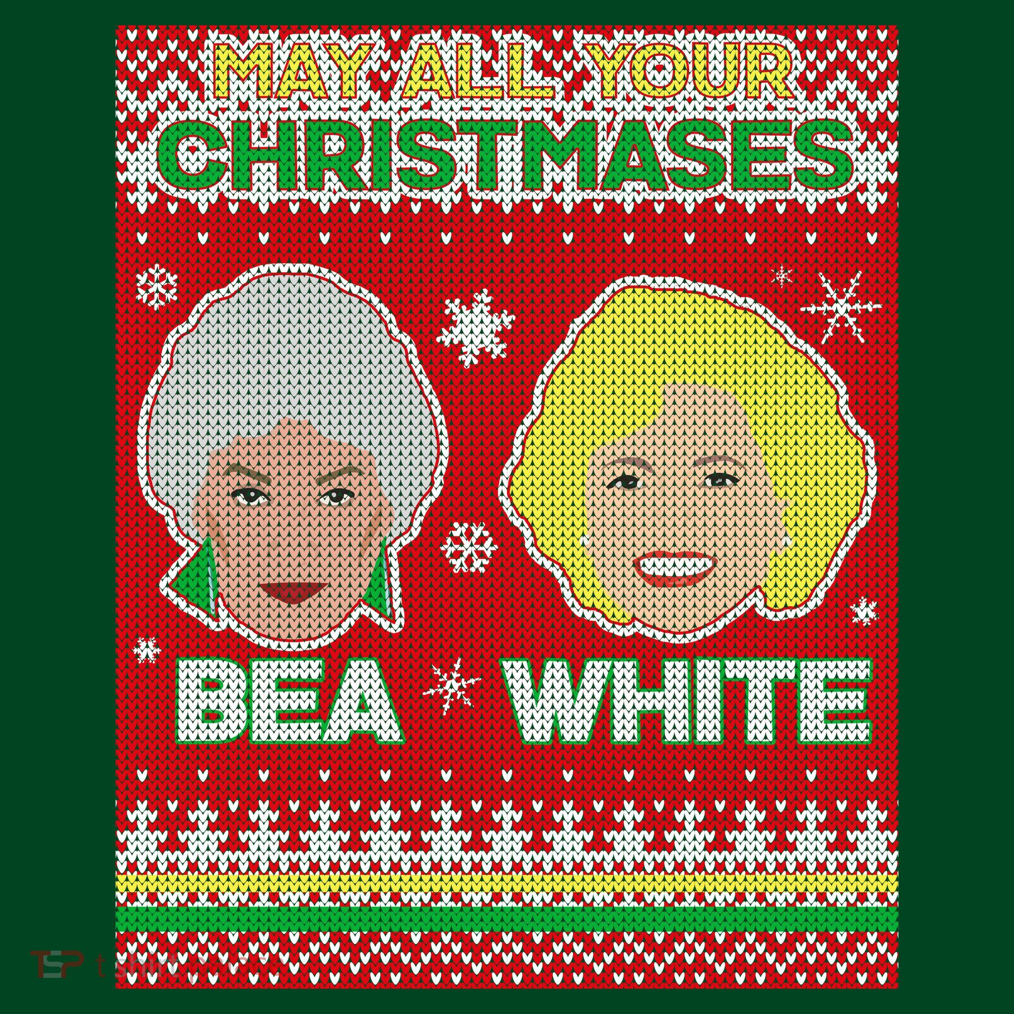 May All Your Christmases Bea White Ugly Christmas Apron