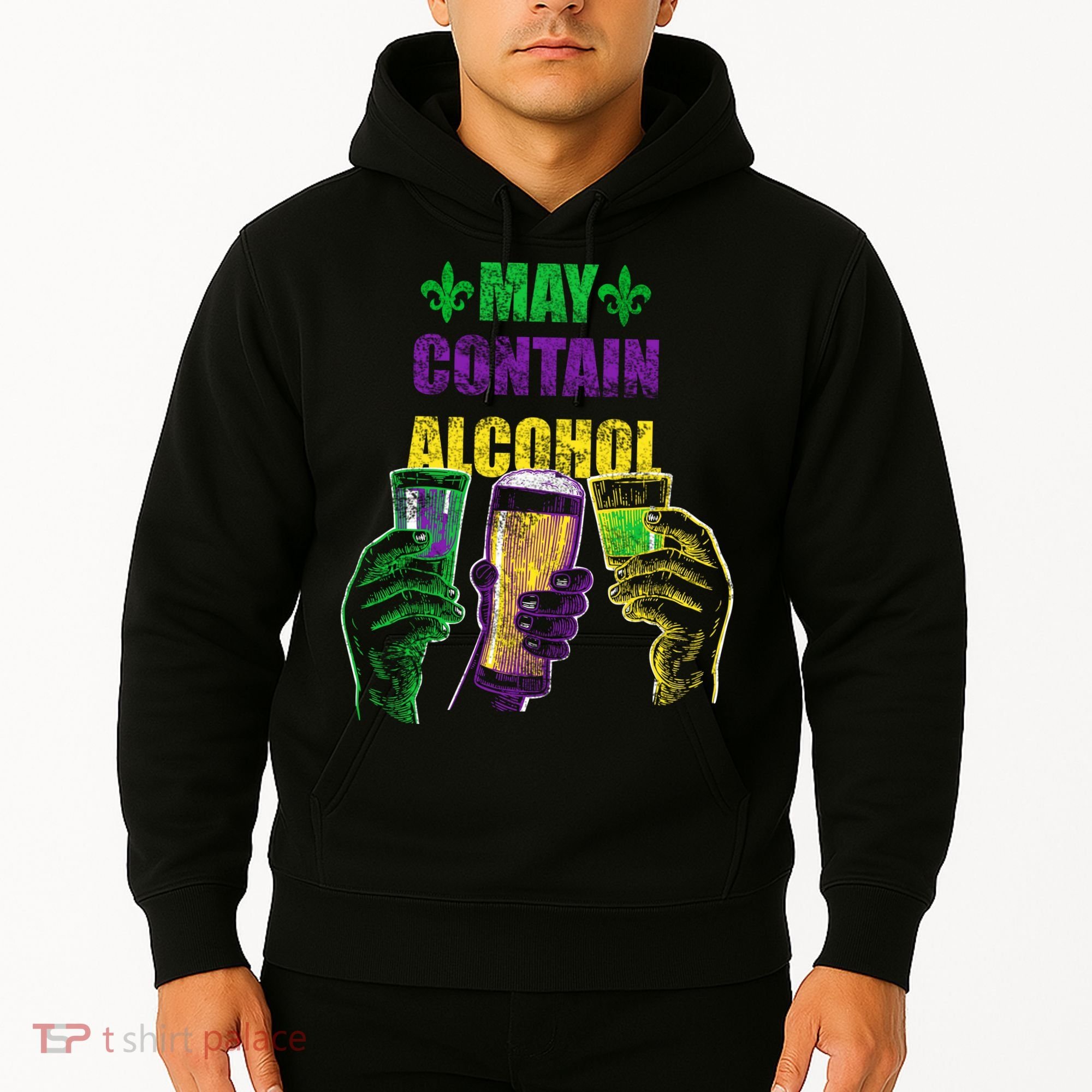 May Contain Alcohol Mardi Gras Hoodie