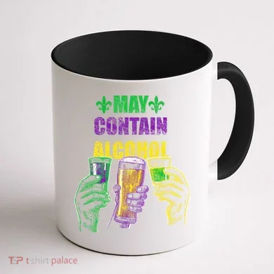 May Contain Alcohol Mardi Gras Coffee Mug back