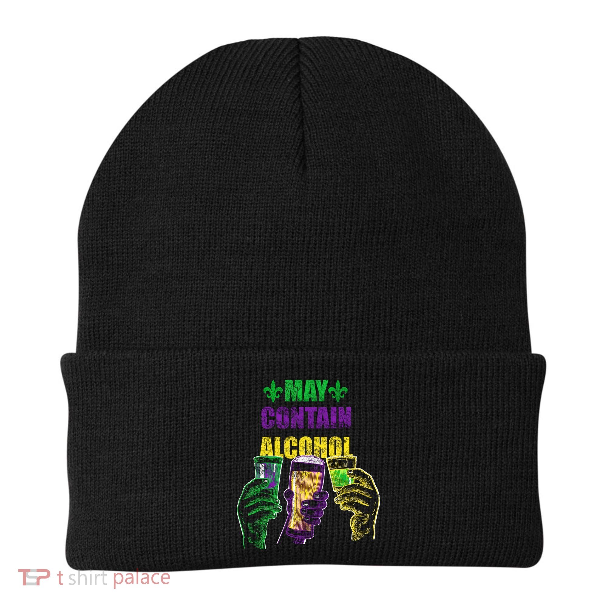 May Contain Alcohol Mardi Gras Beanie