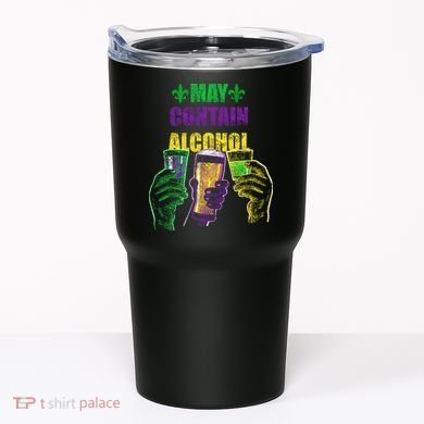 May Contain Alcohol Mardi Gras Tumbler