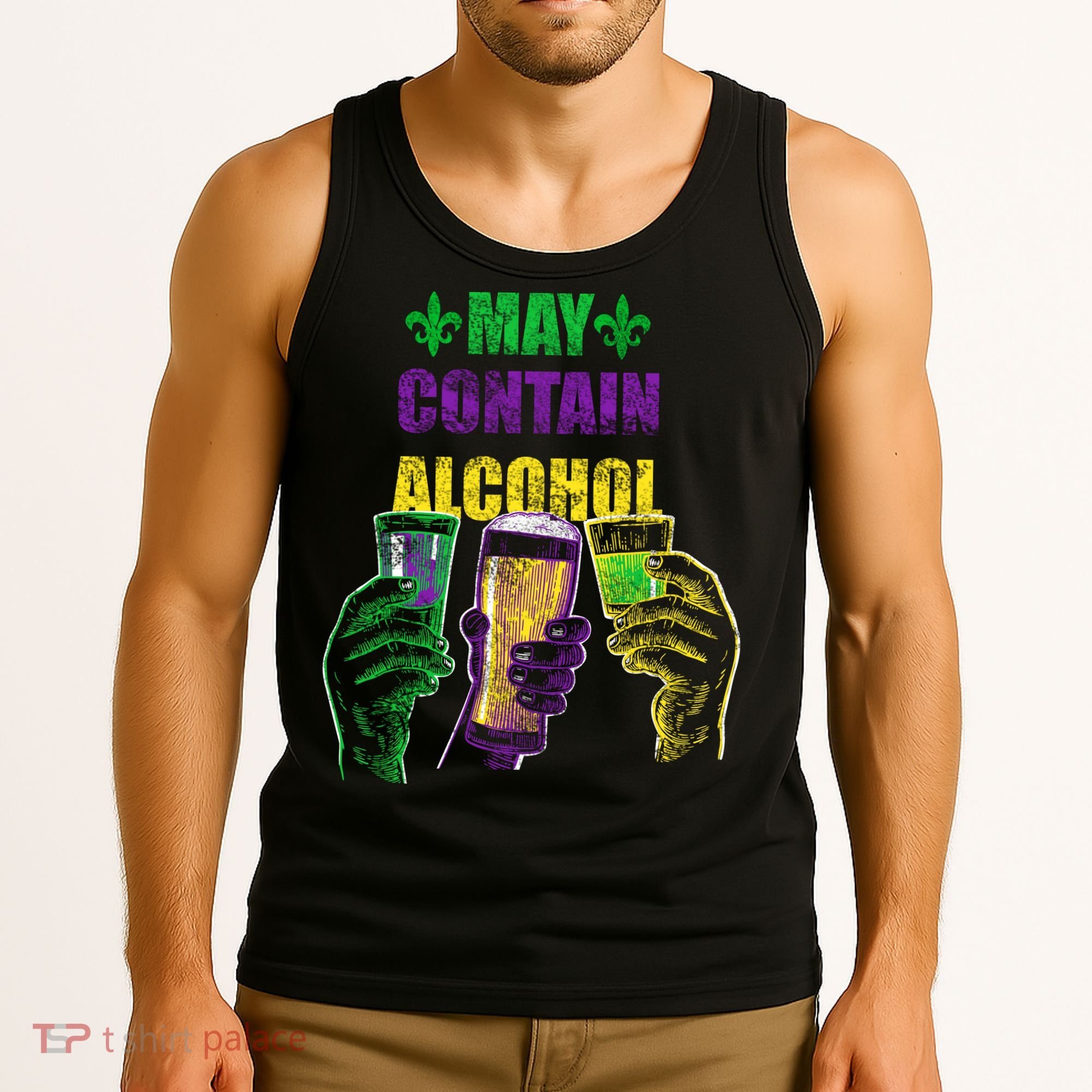 May Contain Alcohol Mardi Gras Tank Top