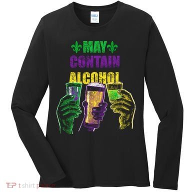 May Contain Alcohol Mardi Gras Women's Long Sleeve Shirt