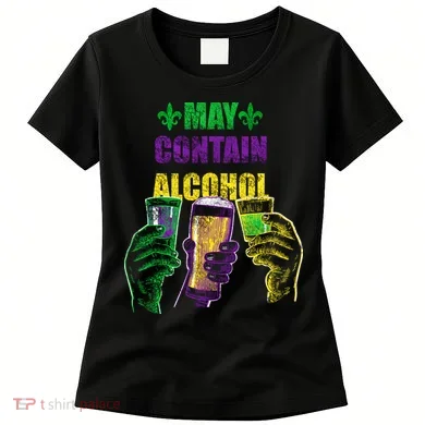 May Contain Alcohol Mardi Gras Women's T-Shirt