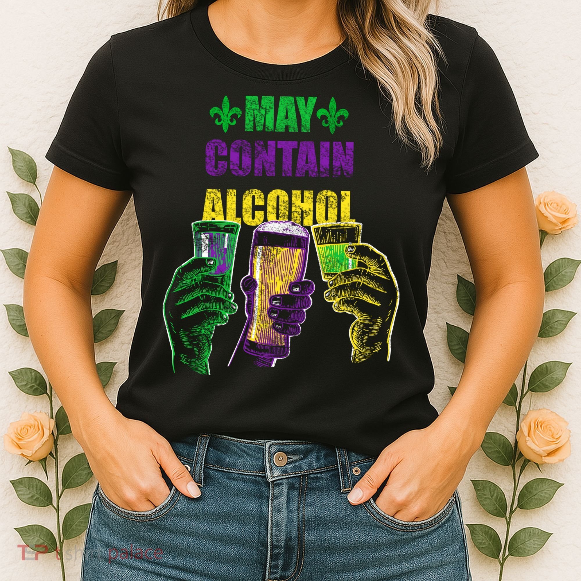 May Contain Alcohol Mardi Gras Women's T-Shirt