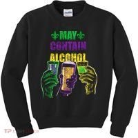 May Contain Alcohol Mardi Gras Kids Sweatshirt thumb 0
