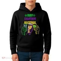 May Contain Alcohol Mardi Gras Kids Hoodie thumb 4