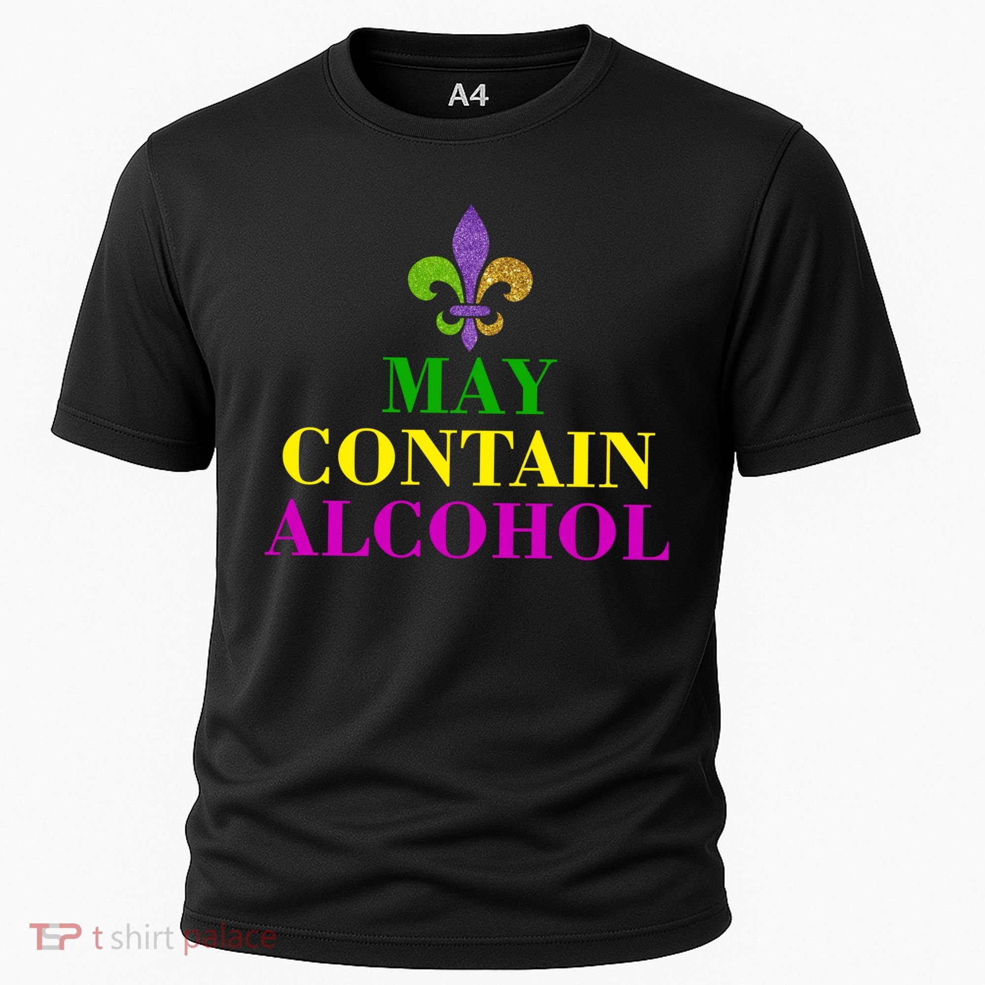 May Contain Alcohol Mardi Gras Spaid Cooling Performance Crew T-Shirt