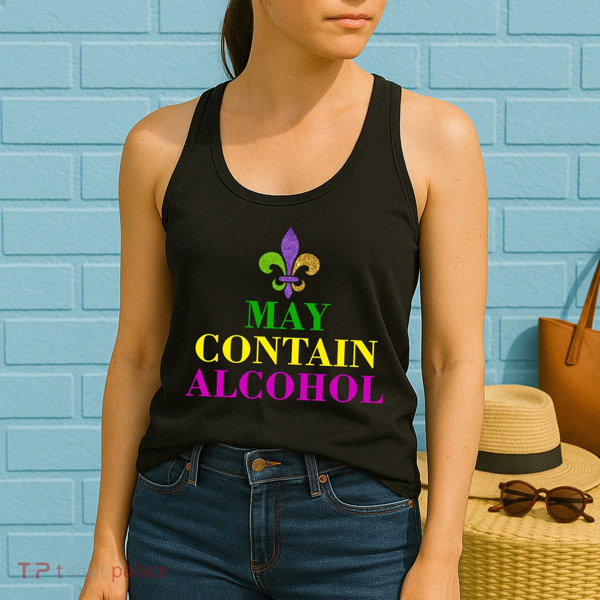 May Contain Alcohol Mardi Gras Spaid Women's Tank Top