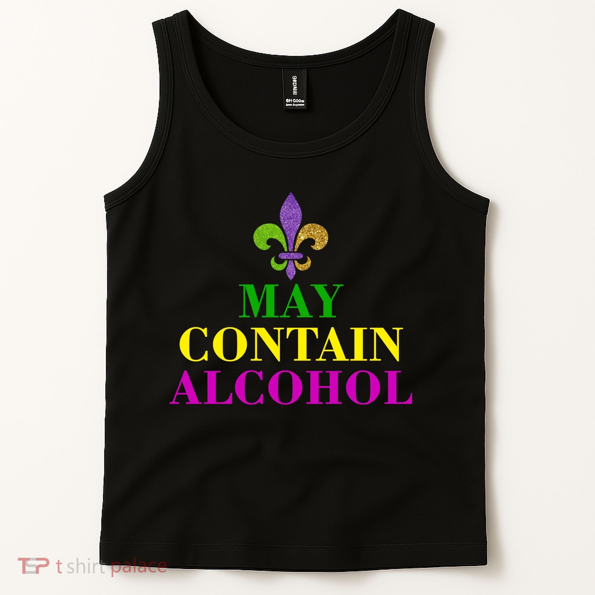 May Contain Alcohol Mardi Gras Spaid Tank Top