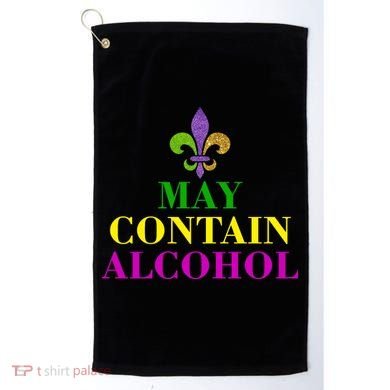 May Contain Alcohol Mardi Gras Spaid Golf Towel