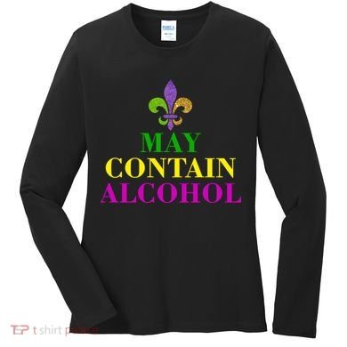 May Contain Alcohol Mardi Gras Spaid Women's Long Sleeve Shirt