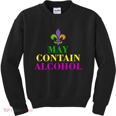 May Contain Alcohol Mardi Gras Spaid Kids Sweatshirt