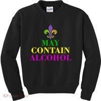 May Contain Alcohol Mardi Gras Spaid Kids Sweatshirt thumb 0