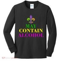 May Contain Alcohol Mardi Gras Spaid Kids Long Sleeve Shirt thumb 0