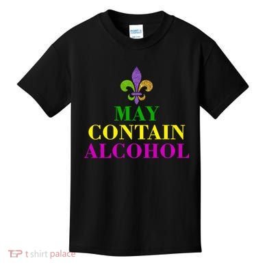 May Contain Alcohol Mardi Gras Spaid Kids T-Shirt