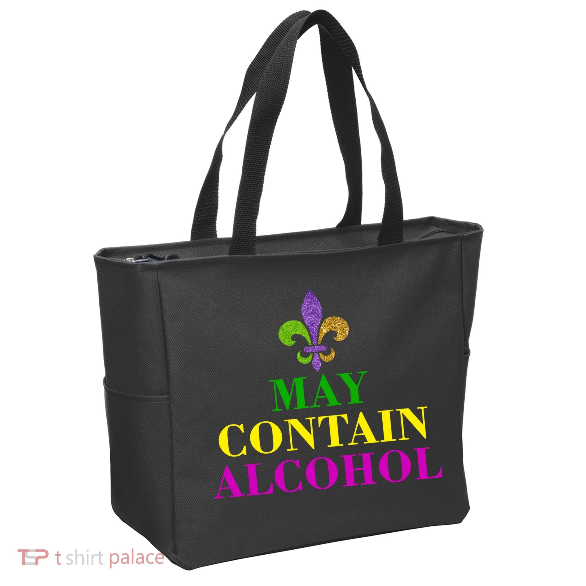 May Contain Alcohol Mardi Gras Spaid Tote Bag