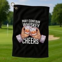 May Contain Whiskey Cheers Golf Towel thumb 1