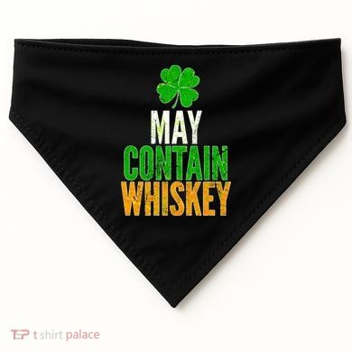 May Contain Whiskey Funny St Patricks Day USA-Made Doggie Bandana
