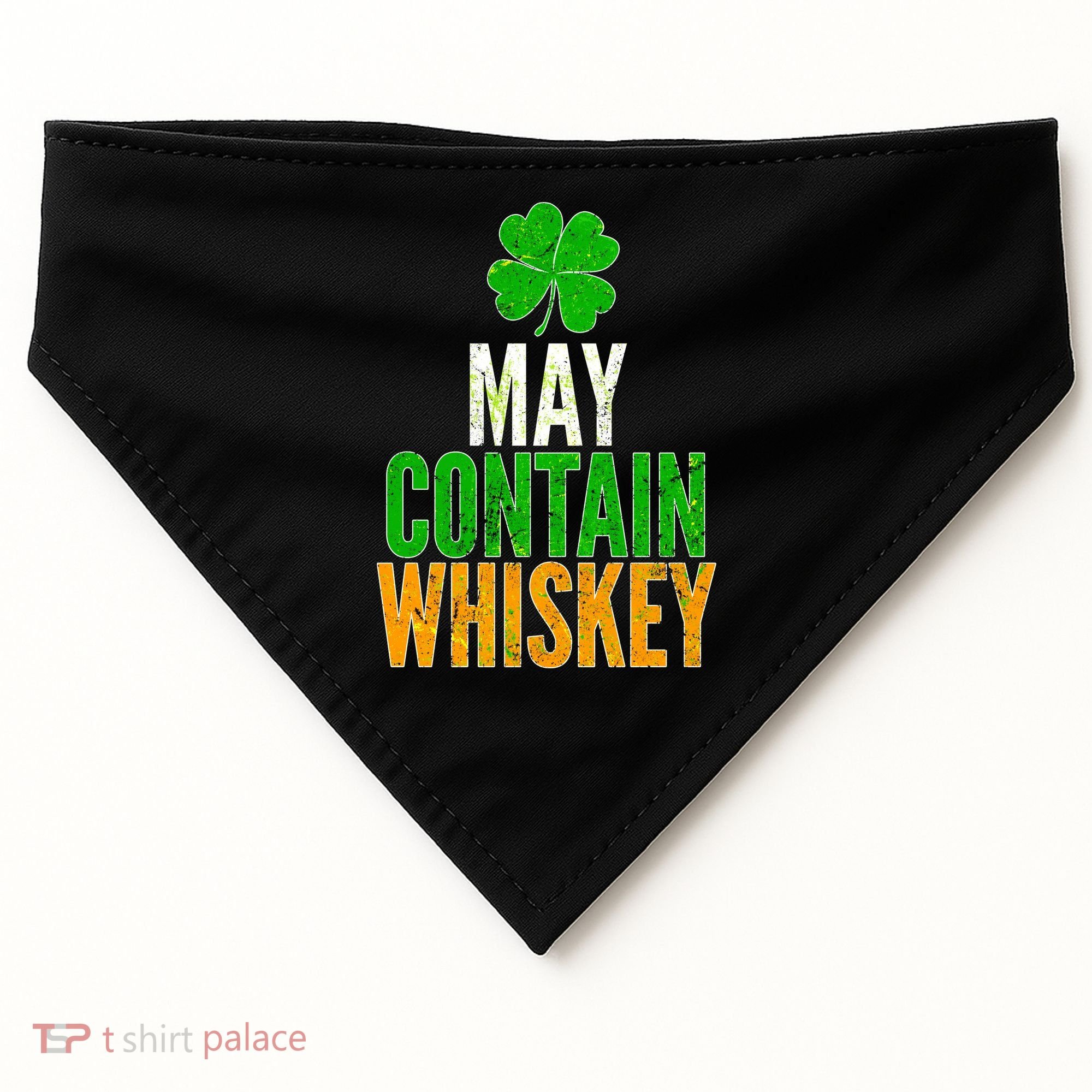 May Contain Whiskey Funny St Patricks Day USA-Made Doggie Bandana