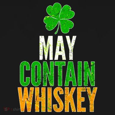 May Contain Whiskey Funny St Patricks Day Flat Bill Trucker Hat