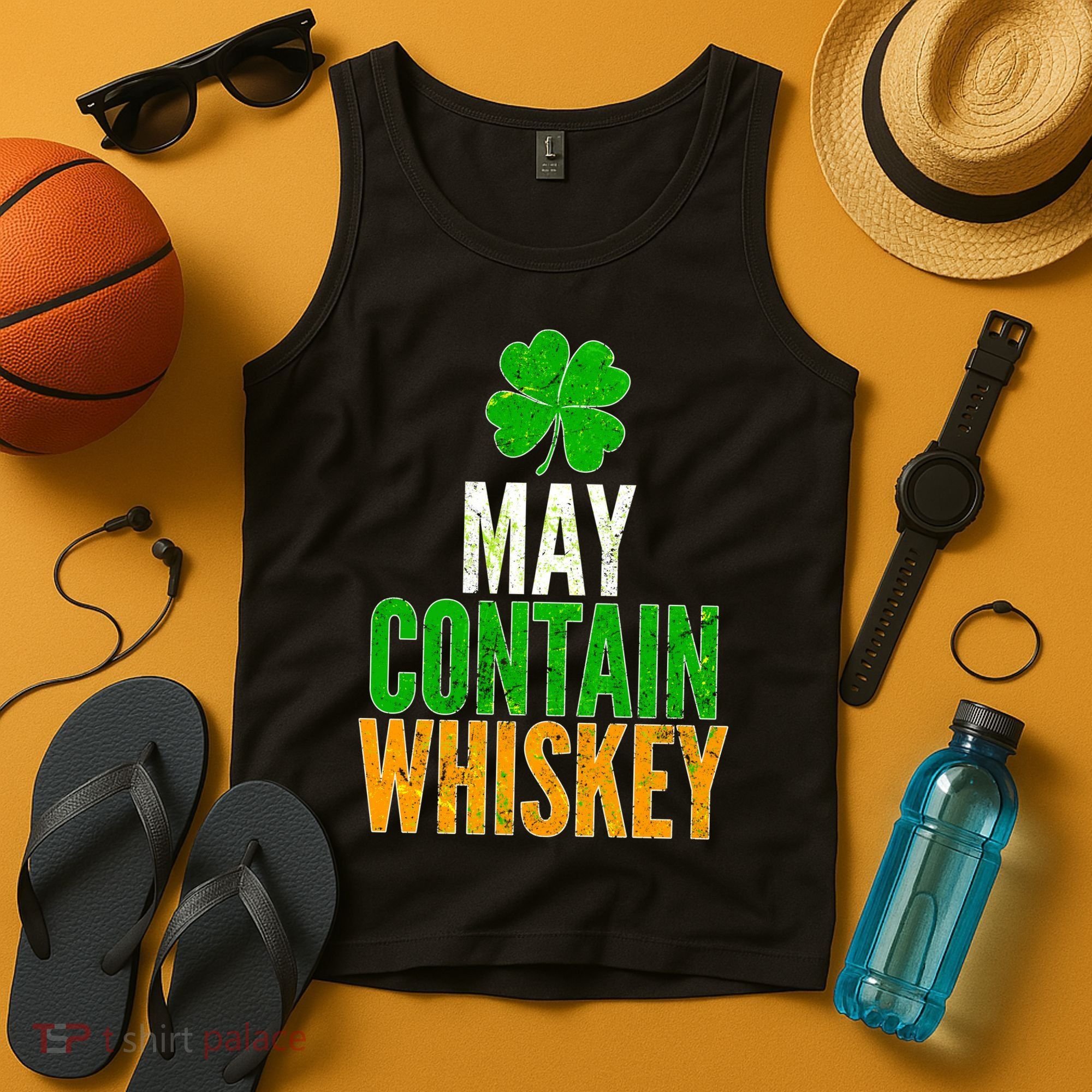 May Contain Whiskey Funny St Patricks Day Tank Top