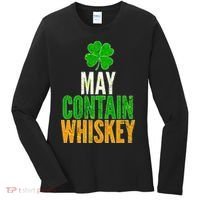 May Contain Whiskey Funny St Patricks Day Women's Long Sleeve Shirt thumb 0