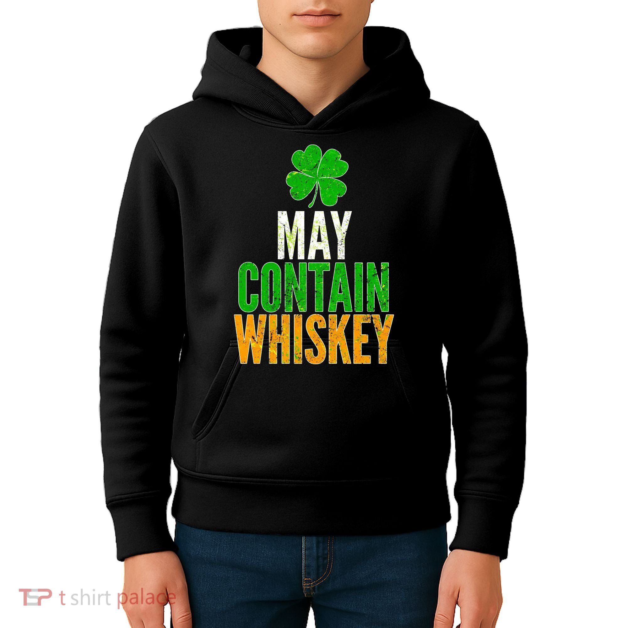 May Contain Whiskey Funny St Patricks Day Kids Hoodie